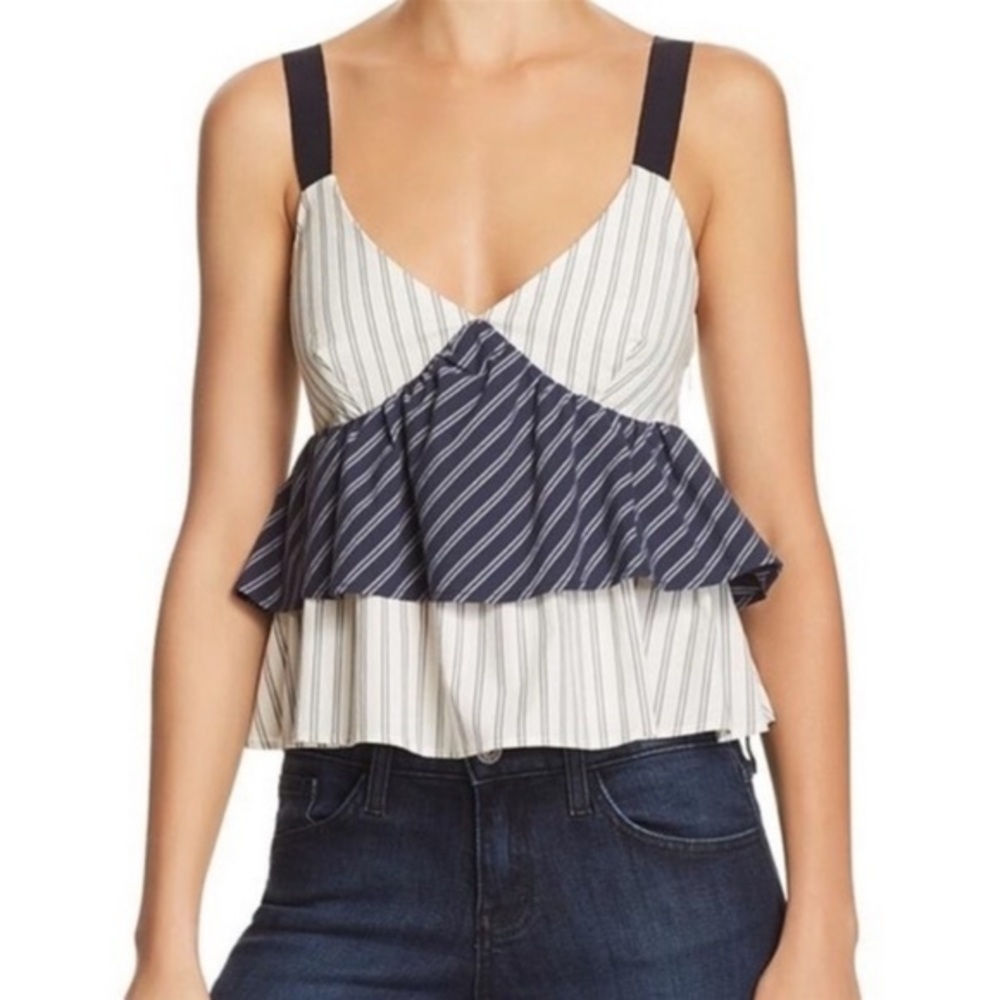 JOIE Blue Marjie Top in Dark Navy & porcelain - Picture 3 of 12